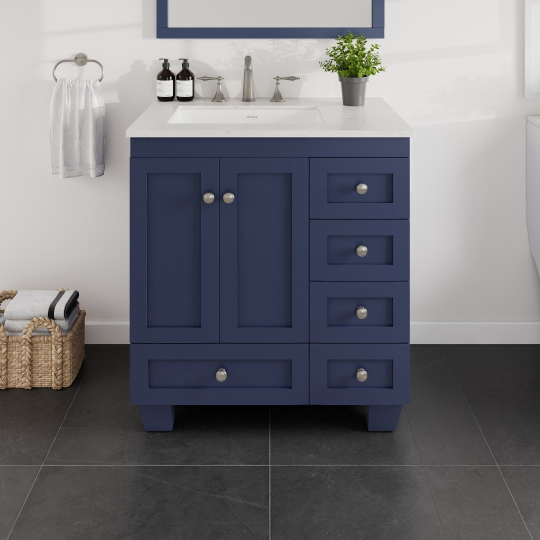 Eviva Acclaim 30 inch Blue Transitional Bathroom Vanity with White ...