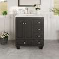 thumbnail image 1 of Eviva Acclaim C. 28" Transitional Espresso Bathroom Vanity with White Carrara Quartz Countertop, 1 of 7