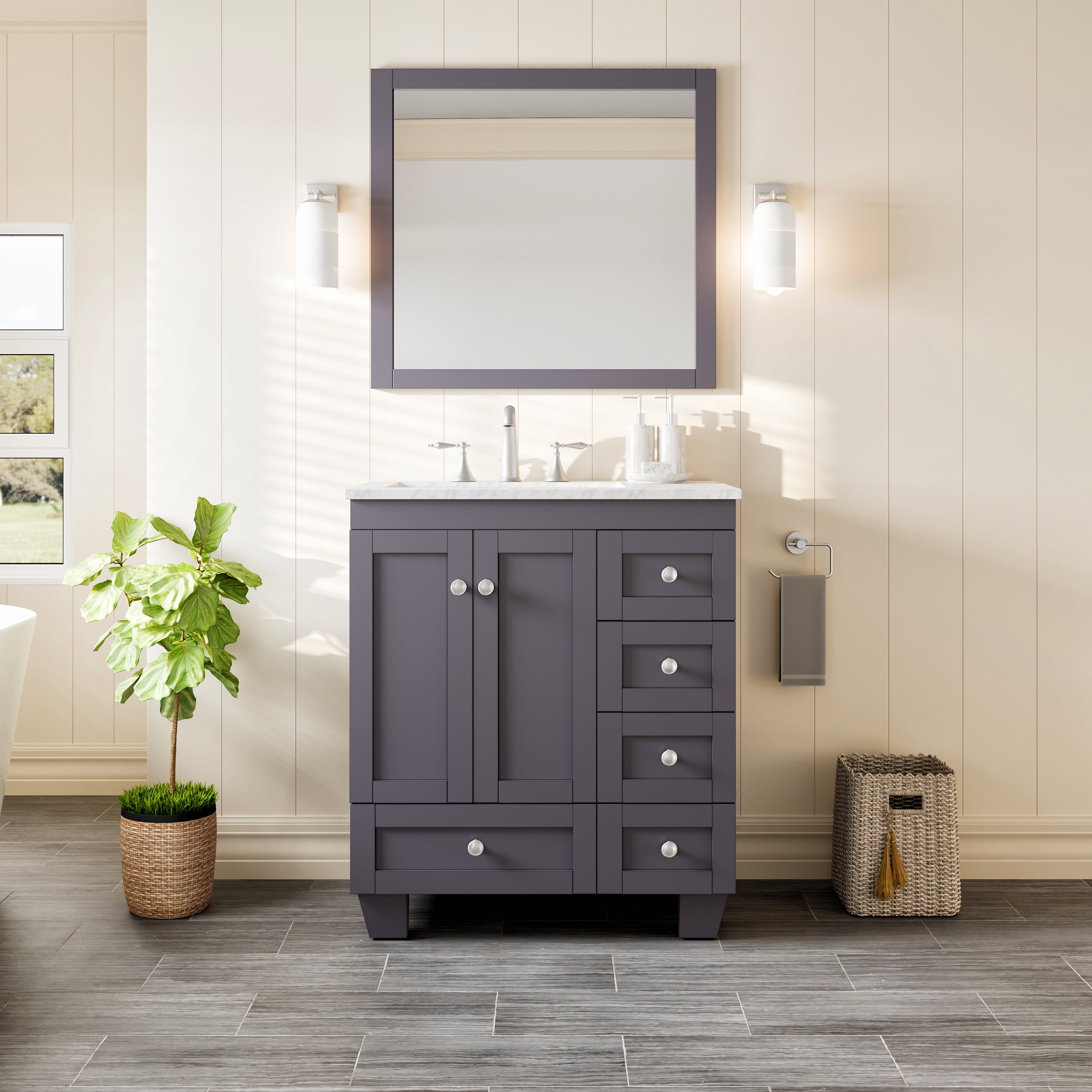 Eviva Acclaim C. 30" Transitional Dark Grey Bathroom Vanity