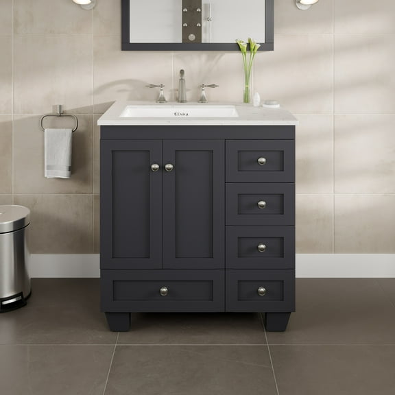 Eviva Acclaim C. 30" Transitional Dark Grey Bathroom Vanity