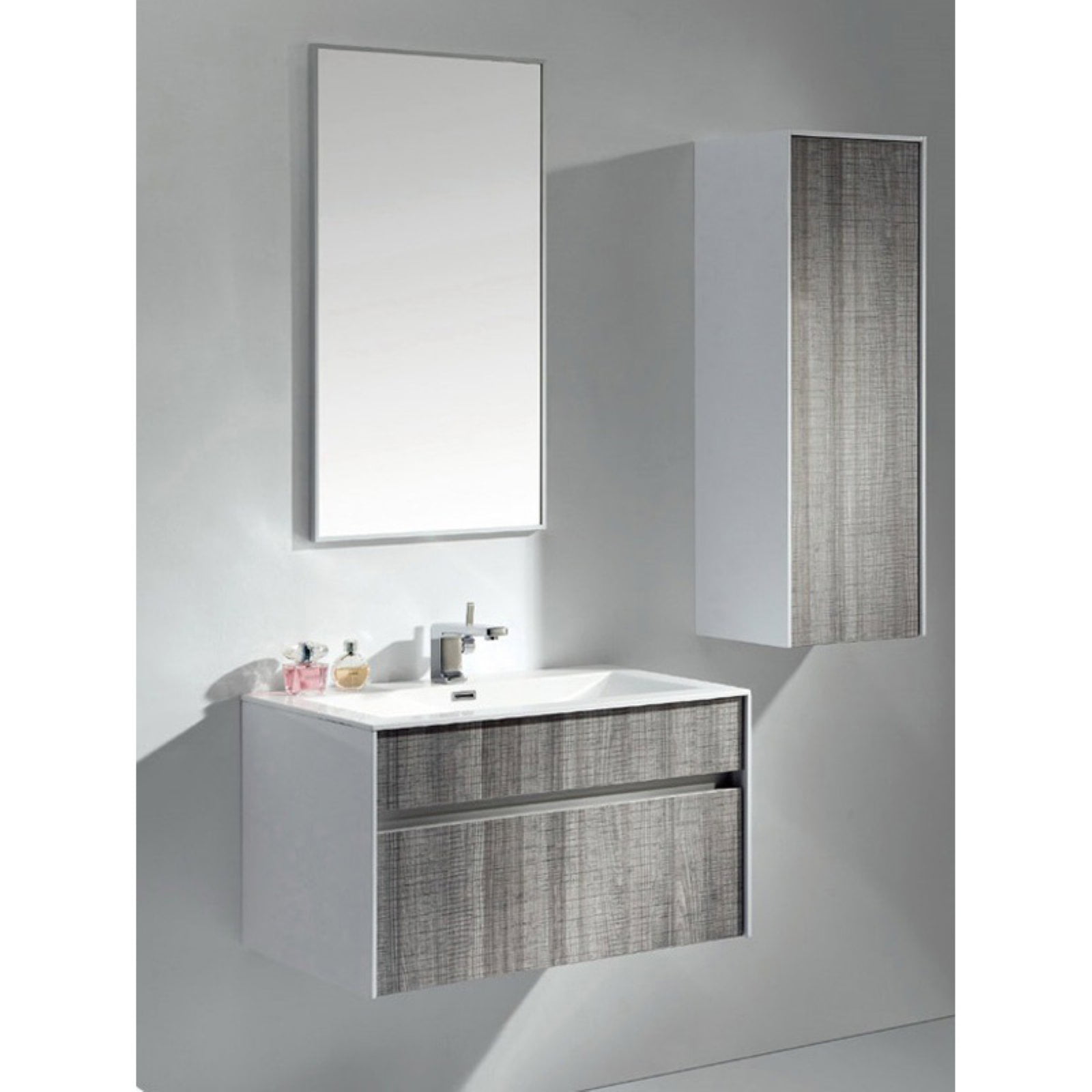 Ashy 32" Gray Laminate Wall-Mount Vanity with Acrylic Sink