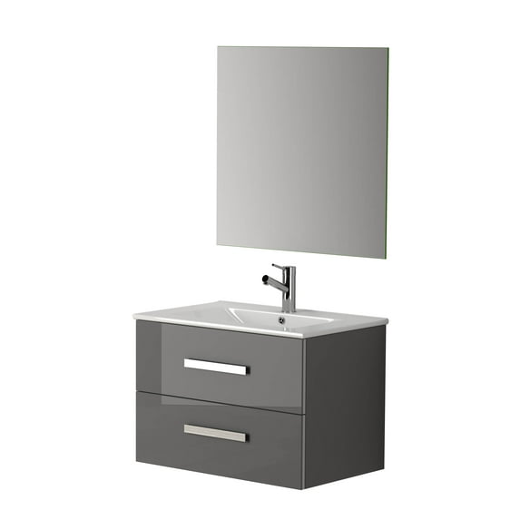 Eviva Astoria 28" Grey Modern Bathroom Vanity with White Integrated Porcelain Sink