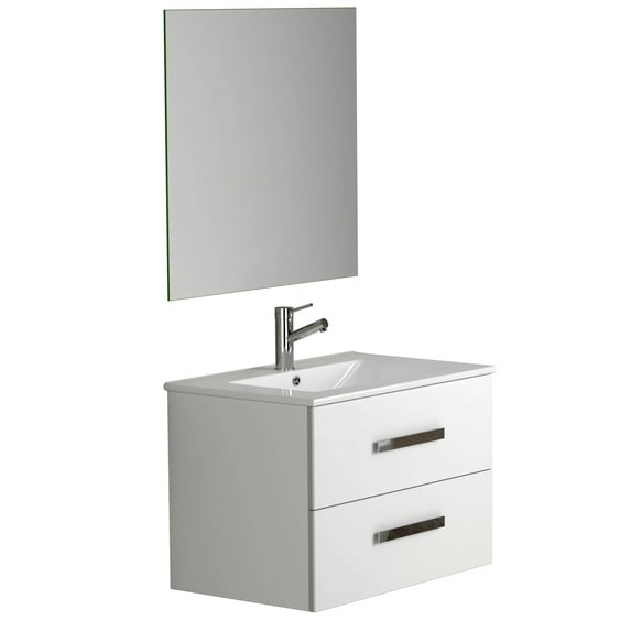 Eviva Astoria 28" White Modern Bathroom Vanity with White Integrated Porcelain Sink