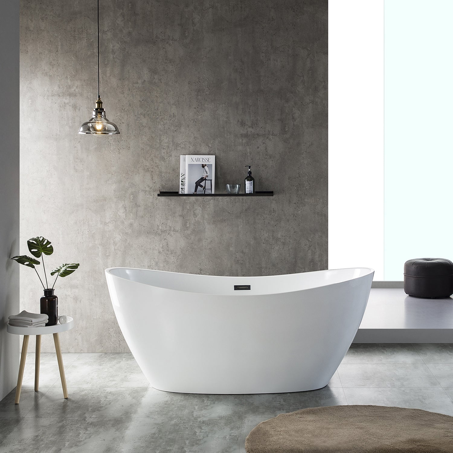 Bella 60" Glossy White Acrylic Freestanding Bathtub
