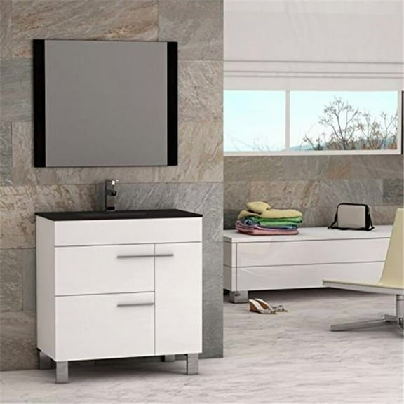 Eviva Cup 31.5" Grey Modern Bathroom Vanity with White Integrated Porcelain Sink