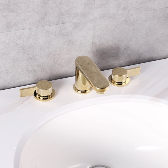 Eviva Curvy 2 Handles (3 Holes) Gold Coated Bathroom Sink Faucet
