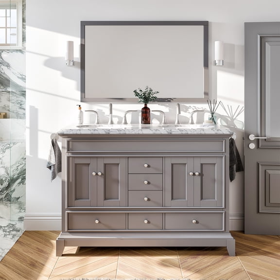 Eviva Elite 48 Grey Double Sink Bathroom Vanity