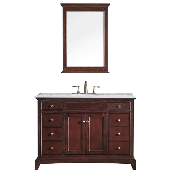 Eviva Elite Stamford 42″ Teak Bathroom Vanity w/ Double Ogee Edge Crema Marfil Top