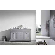eviva Elite Stamford 60" Gray Double Sink Bathroom Vanity w/ Double Ogee Edge White Carrara Top