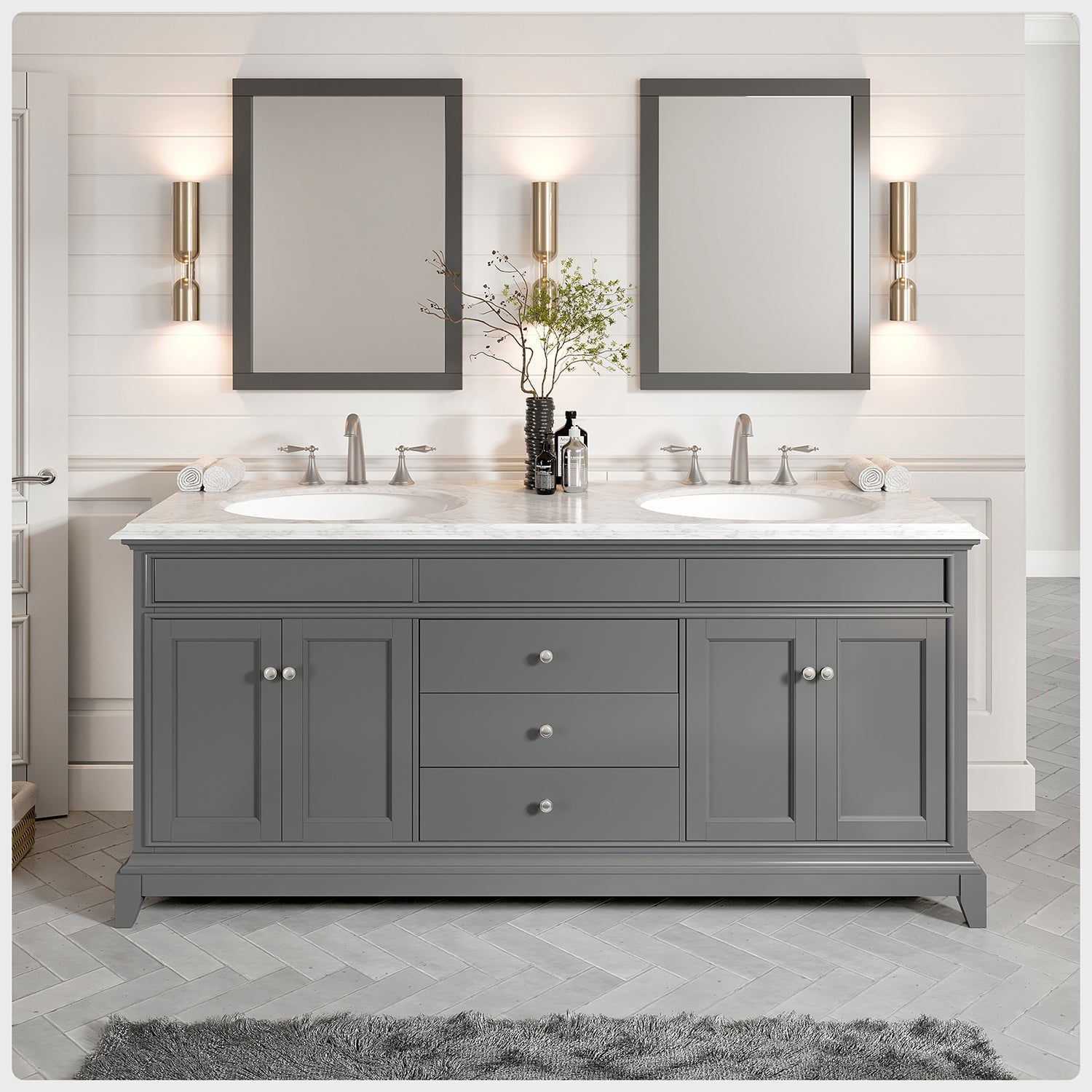 Eviva Elitist Stamford 72 inch Gray Solid Wood Bathroom Vanity - Walmart.com