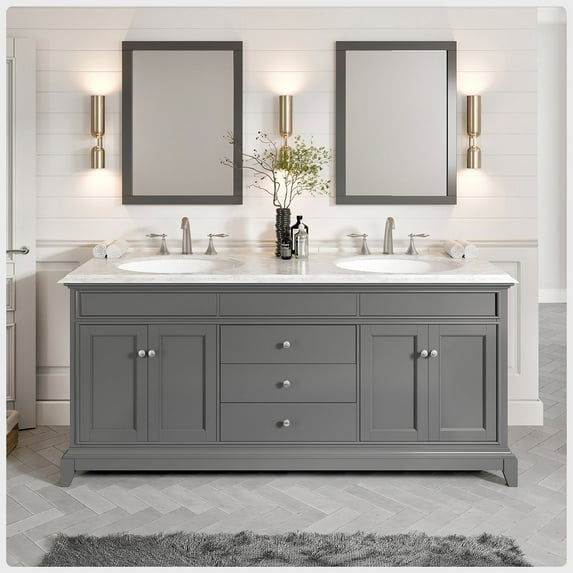 Eviva Elitist Stamford 72 inch Gray Solid Wood Bathroom Vanity