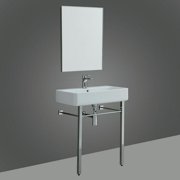 Eviva Eliza 26 Inch Italian Ceramic Console Sink with Brass Stand