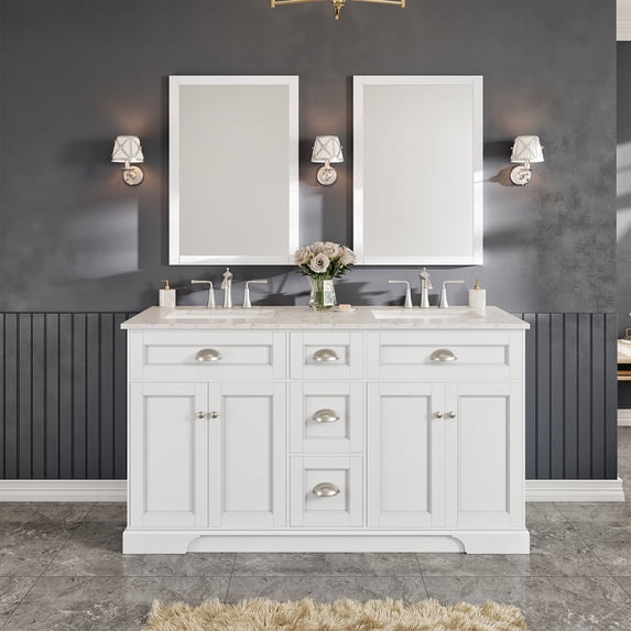 Eviva Epic 60 Inch Transitional Modern White Bathroom Vanity