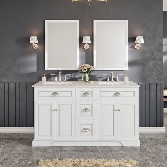 Eviva Epic 60 Inch Transitional Modern White Bathroom Vanity