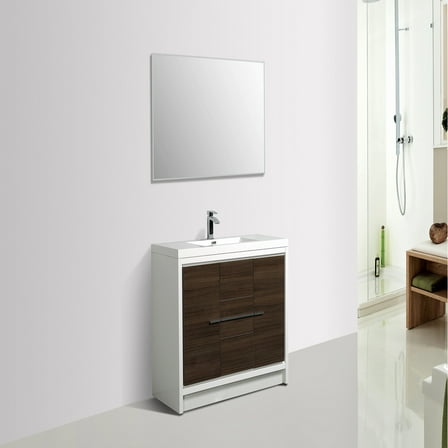 Eviva Grace 36 in. Gray Oak and White Bathroom Vanity with White Integrated Acrylic Countertop