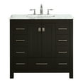 thumbnail image 1 of Eviva Hampton 36" Espresso Transitional Bathroom Vanity w/ White Carrara Top, 1 of 6