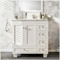 Eviva Happy 30" W x 18" D x 34" H White Bathroom Vanity with White Carrara Marble Counter-Top
