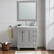Eviva Happy 30 x 18 Transitional Gray Bathroom Vanity with White Carrara Marble Countertop