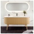 thumbnail image 1 of Eviva Haven 64"W x 22"D Oak Freestanding Bathroom Vanity with White Solid Surface Integrated Sink Top, 1 of 7