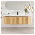 thumbnail image 1 of Eviva Haven 64"W x 22"D Oak Wall-mounted Bathroom Vanity with White Solid Surface Integrated Sink Top, 1 of 7