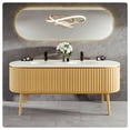 thumbnail image 1 of Eviva Haven 71"W x 22"D Oak Freestanding Bathroom Vanity with White Solid Surface Integrated Sink Top, 1 of 7