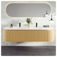thumbnail image 1 of Eviva Haven 71"W x 22"D Oak Wall-mounted Bathroom Vanity with White Solid Surface Integrated Sink Top, 1 of 7