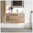 thumbnail image 1 of Eviva Joy 39" Maple Wall Mount Bathroom Vanity w/ White Integrated Top, 1 of 7