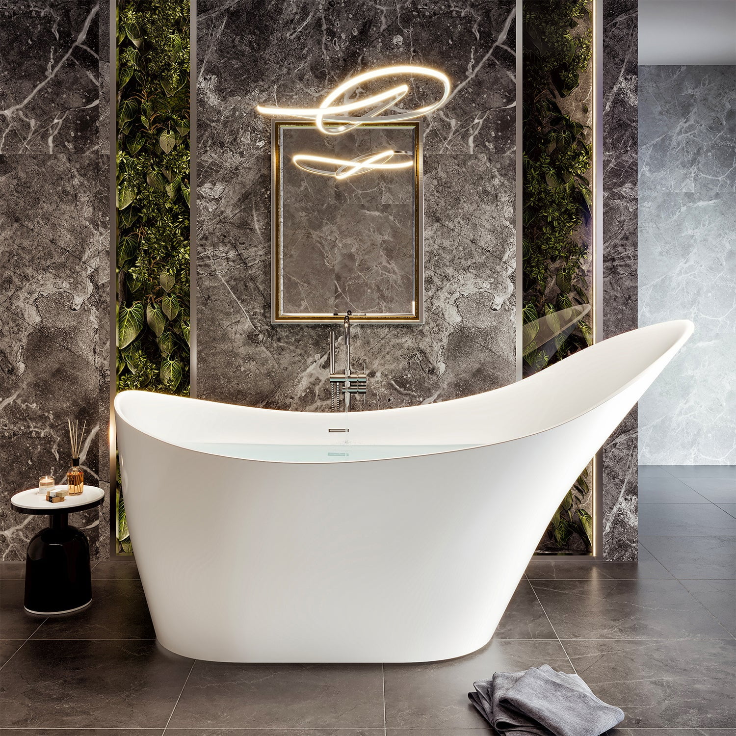 Lisa 67'' White Freestanding Acrylic Soaking Bathtub