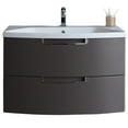thumbnail image 1 of Eviva Lola 40 in, Wall Mounter Bathroom Vanity in Cedar Espresso and White Integrated Acrylic Countertop, 1 of 3