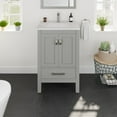 thumbnail image 1 of Eviva London 24"W x 18"D Gray Bathroom Vanity with White Carrara Quartz Countertop and Undermount Porcelain Sink, 1 of 11