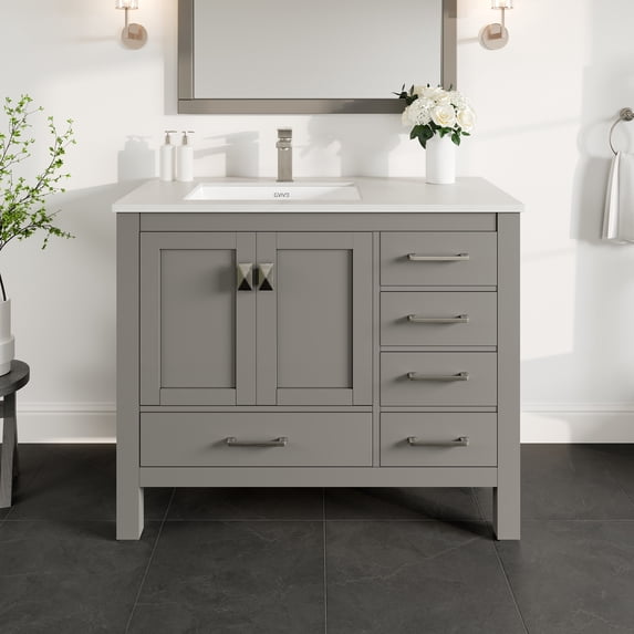 Eviva London 42 in x 18 in Gray Transitional Bathroom Vanity