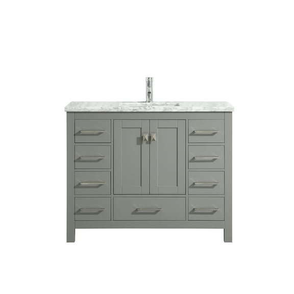 Eviva London 48" Transitional Gray bathroom vanity with white Carrara marble countertop