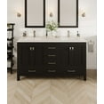 thumbnail image 1 of Eviva London 60"W x 18"D Espresso Double Sink Bathroom Vanity with Carrara Quartz Countertop and Undermount Porcelain Sinks, 1 of 8