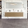 thumbnail image 1 of Eviva Lotus 71"W x 19"D Oak Wallmount Double Sink Bathroom Vanity with White Solid Surface Integrated Double Sink Top, 1 of 8