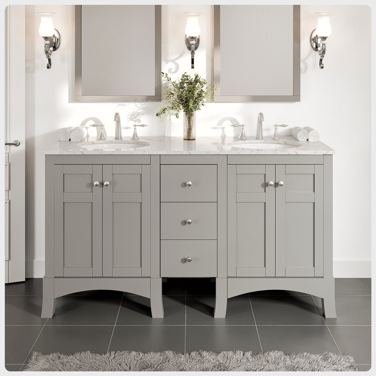 Eviva New Jersey 60 Inch Grey Bathroom Vanity - Walmart.com