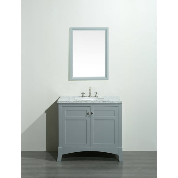 Eviva New York 36" Gray Bathroom Vanity w/ White Carrara Top