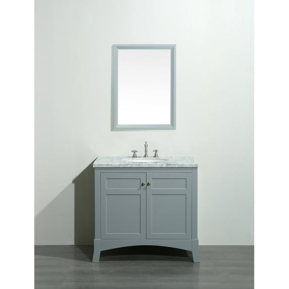 Eviva New York 36" Gray Bathroom Vanity w/ White Carrara Top