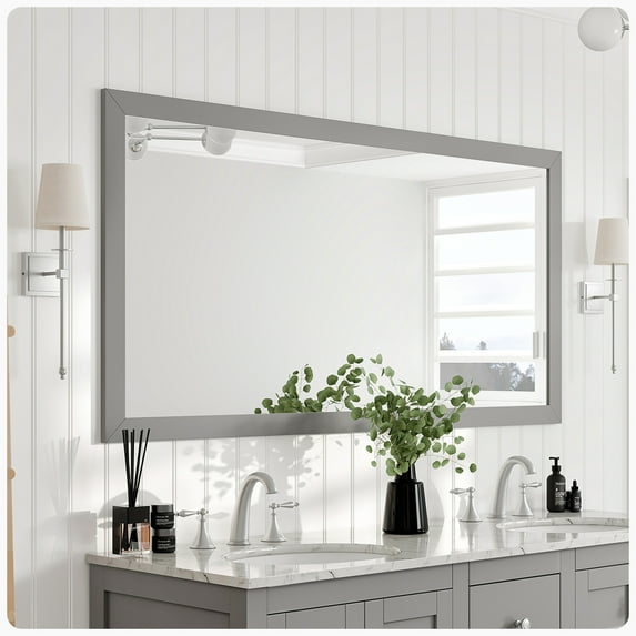 Eviva New York Bathroom Vanity Mirror Full Frame Grey 60X30 Wall Mount