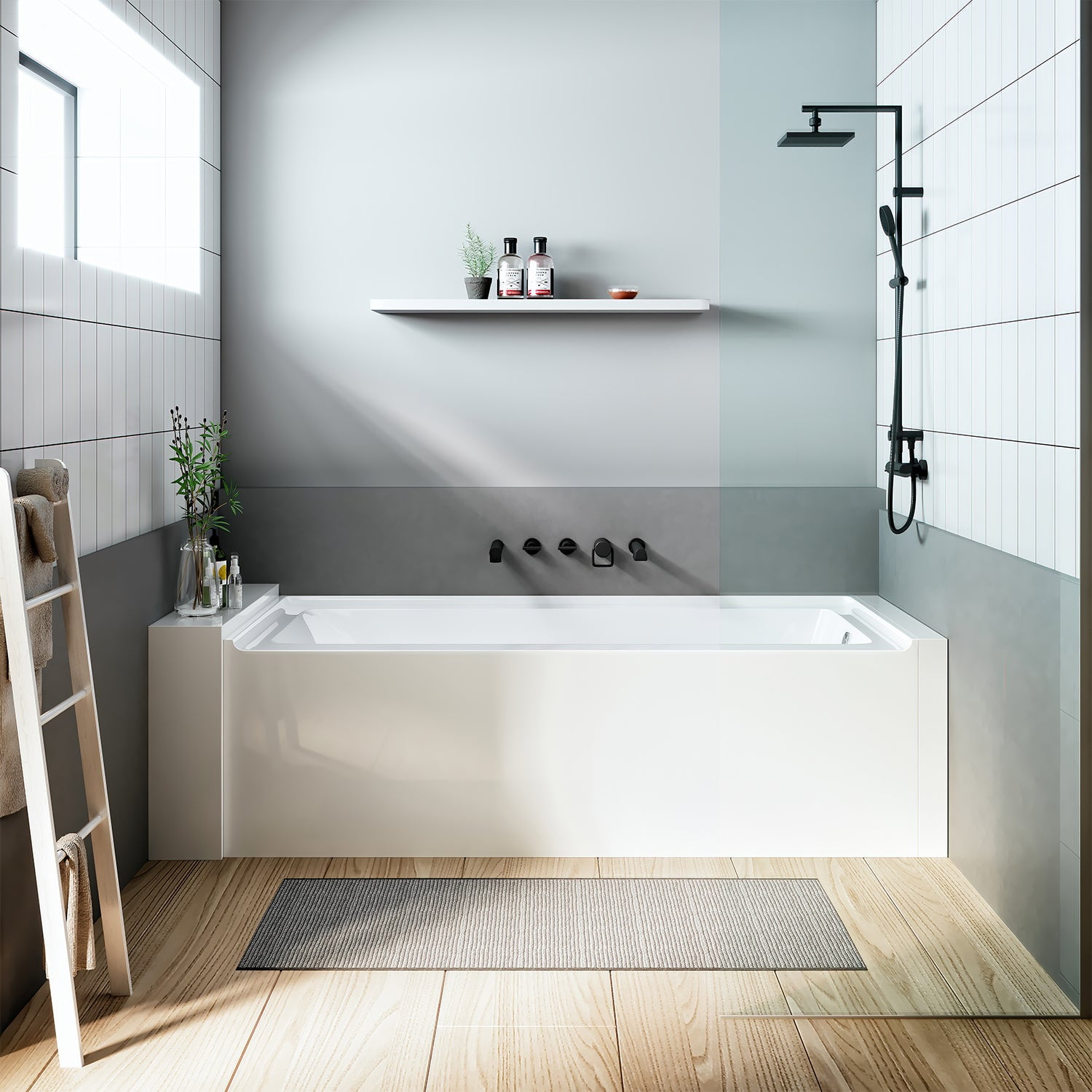 Nova 60'' White Acrylic Alcove Soaking Bathtub