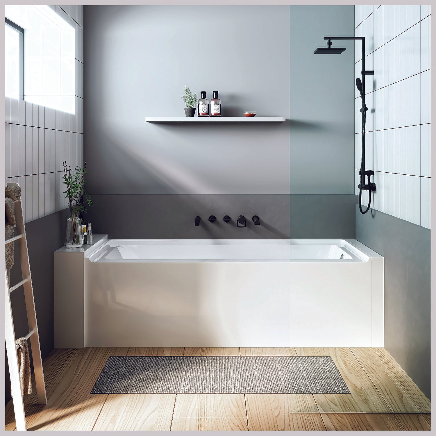 Nova 60'' White Acrylic Alcove Soaking Bathtub
