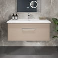 thumbnail image 1 of Eviva Orleans 38"W x 20"D Light Oak Wall Mount Bathroom Vanity with White Porcelain Countertop and Integrated Sink, 1 of 11
