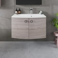 thumbnail image 1 of Eviva Romina 28"W x 22"D Gray Oak Wall Mount Bathroom Vanity with White Acrylic Countertop and Integrated Sink, 1 of 11