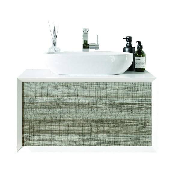 Eviva Santa Monica 36" Ash Wall Mount Bathroom Vanity w/ Solid Surface Sink