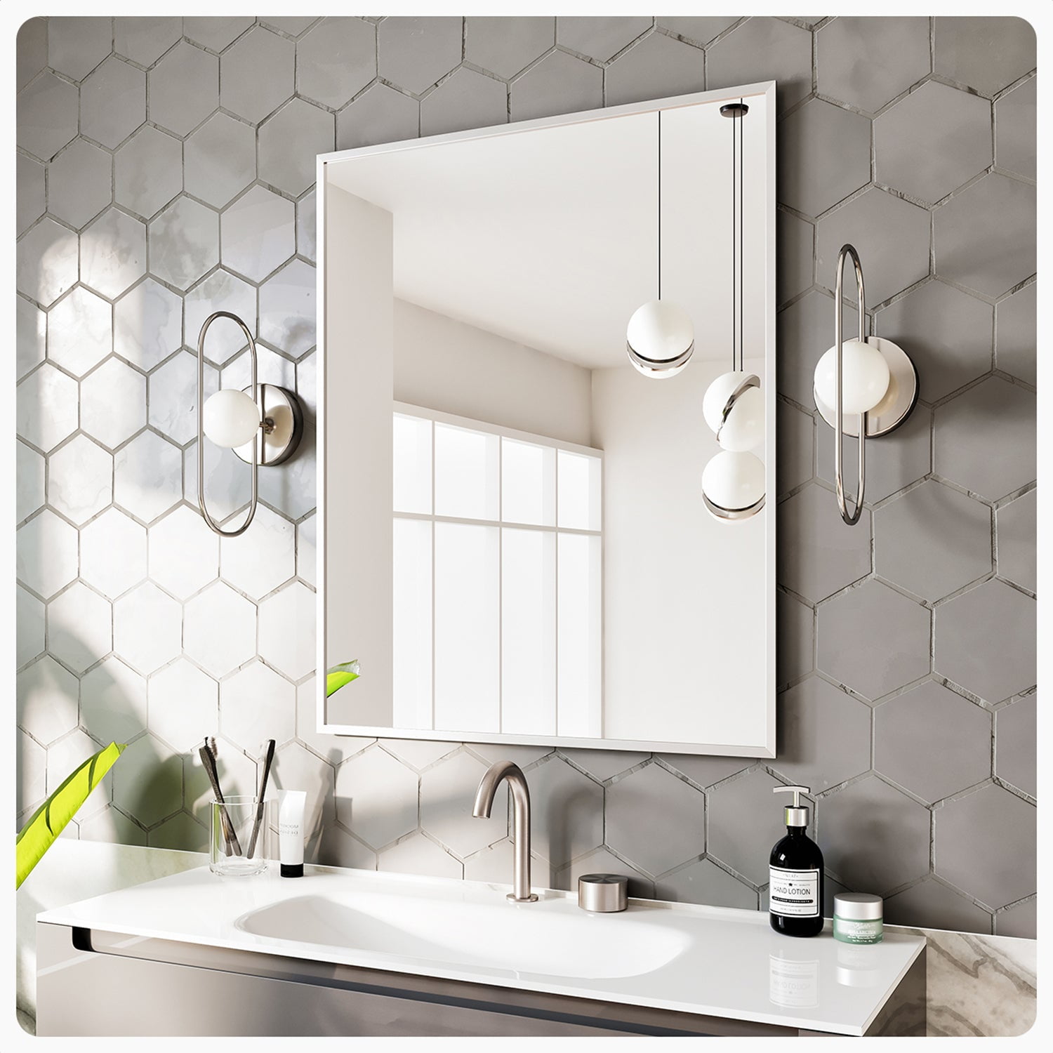 Eviva Sax Modern 24 in. Polished Chrome Framed Horizontal Vanity ...