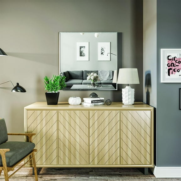 Eviva Sax 30 in. Polished Chrome Framed Bathroom Wall Mirror