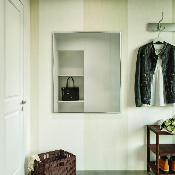 Eviva Sax 36 in. Polished Chrome Framed Bathroom Wall Mirror