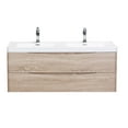 thumbnail image 1 of Eviva Smile 48" White Oak Wall Mount Modern Double Sink Bathroom Vanity w/ White Integrated Top, 1 of 3