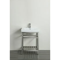 Eviva Stone 24" Stainless Steel Bathroom Vanity w/ White Integrated Top