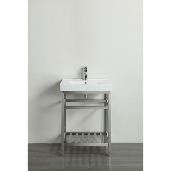 Eviva Stone 24" Stainless Steel Bathroom Vanity w/ White Integrated Top