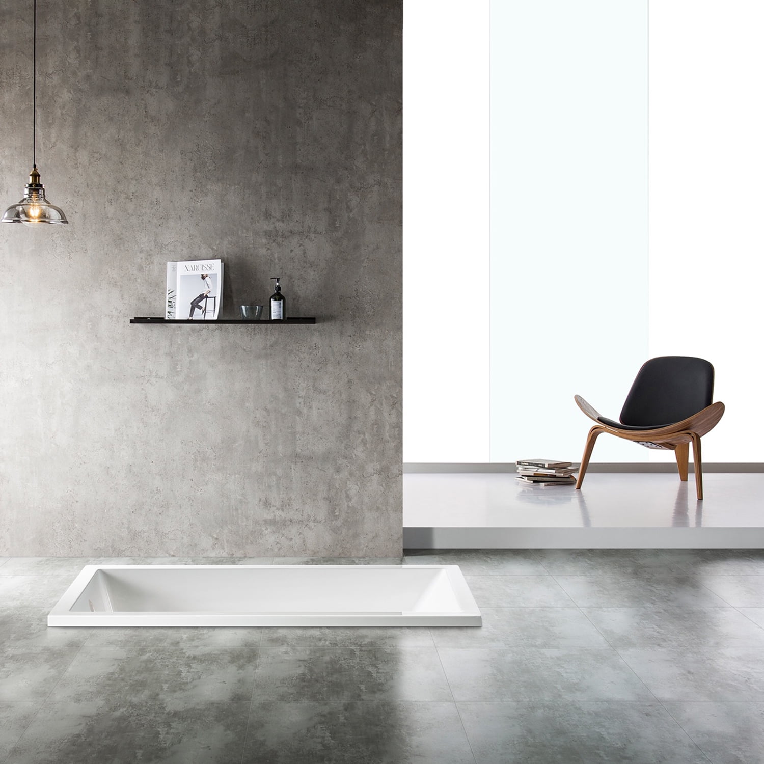 Teddy 59-Inch Glossy White Acrylic Drop-In Bathtub